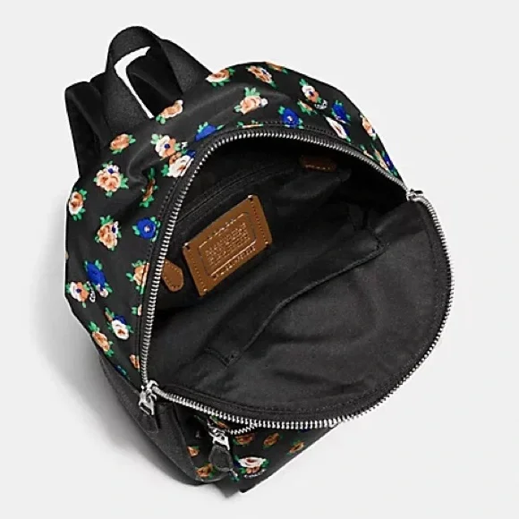 NWT！COACH MINI CHARLIE BACKPACK IN TEA ROSE FLORAL PRINT NYLON (COACH F57636)